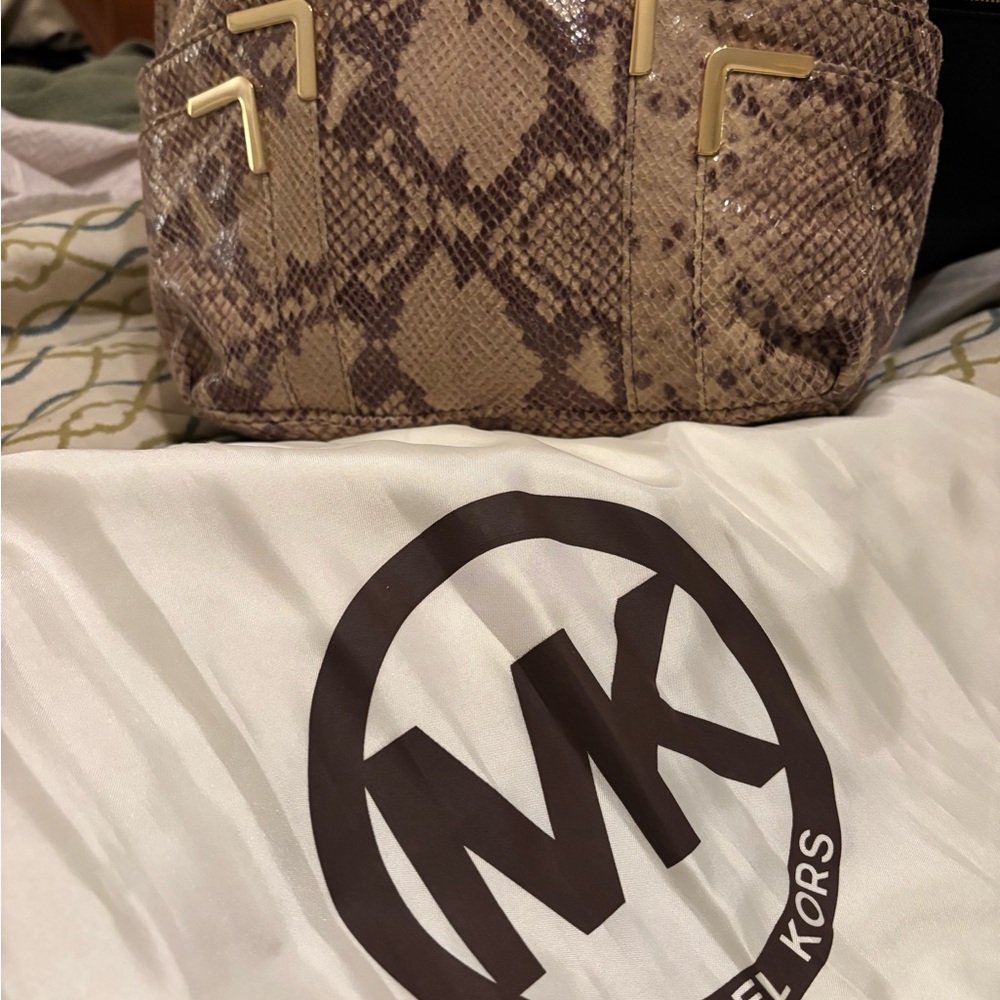 Michael Kors Snake Print Tan Bag
